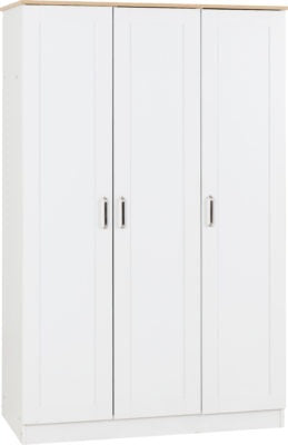 Portland 3 Door Wardrobe
White/Oak Effect