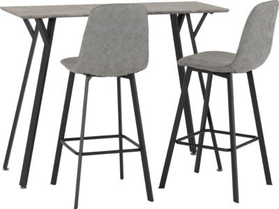 Quebec Bar Table Set
Concrete Effect/Black/Grey Faux Leather