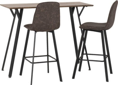 Quebec Bar Table Set
Medium Oak Effect/Black/Brown Faux Leather