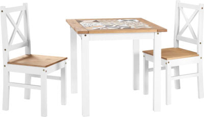 Salvador 1+2 Tile Top Dining Set
White/Distressed Waxed Pine