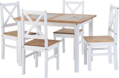 Salvador 1+4 Tile Top Dining Set
White/Distressed Waxed Pine