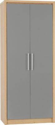 Seville 2 Door Wardrobe
Grey High Gloss/Light Oak Effect Veneer