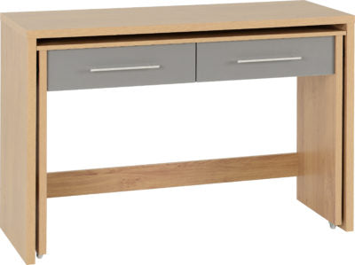 Seville 2 Drawer Slider Desk
Grey High Gloss/Light Oak Effect Veneer