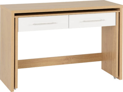 Seville 2 Drawer Slider Desk
White High Gloss/Light Oak Effect Veneer