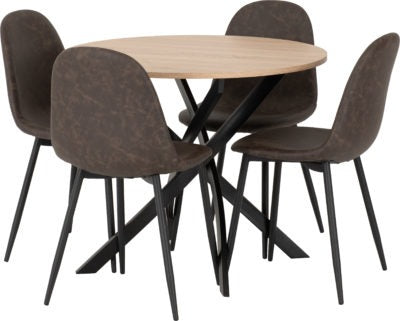 Sheldon Round Wooden Top Dining Set with Athens Chairs
Sonoma Oak Effect/Black/Brown Faux Leather