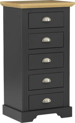 Toledo 5 Drawer Narrow Chest
Grey/Oak Effect