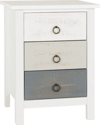 Vermont 3 Drawer Bedside
White/Grey