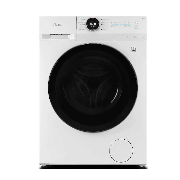 Midea MF20ED80WB/1 Freestanding Washer Dryer, BLDC Motor, Bright LED Display Lunar Dial, Health Guard, Steam, 1400RPM, 8kg/6kg load, APP Control, White [Energy Class A]