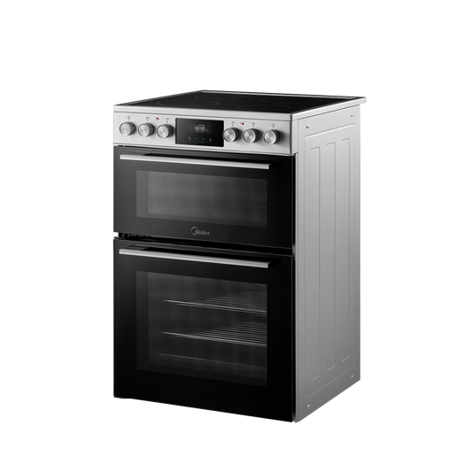 Midea MFO24EME4R118-SS 60cm Double Oven FS Cooker with Ceramic Hob AA Rated in Stainless Steel